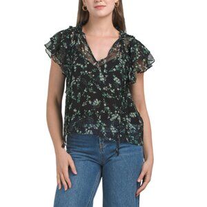 SECRET MISSION Green Garden Silk Katherine Blouse